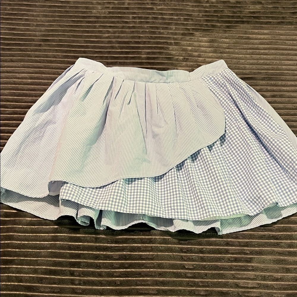 Gingham and pinstriped full mini skirt new